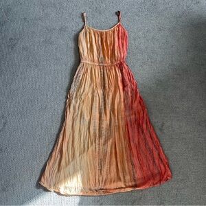 Orange and coral tie dye style maxi dress